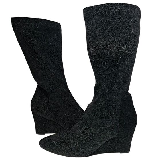 Free People Seville Slouchy Glam Wedge Boots Size 41 Black Multi - Picture 4 of 17